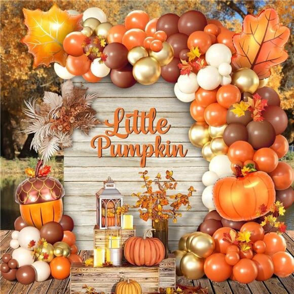163Pcs Fall Thanksgiving Decorations Balloon Arch Kit, Fall Party Decorations - Picture 1 of 7